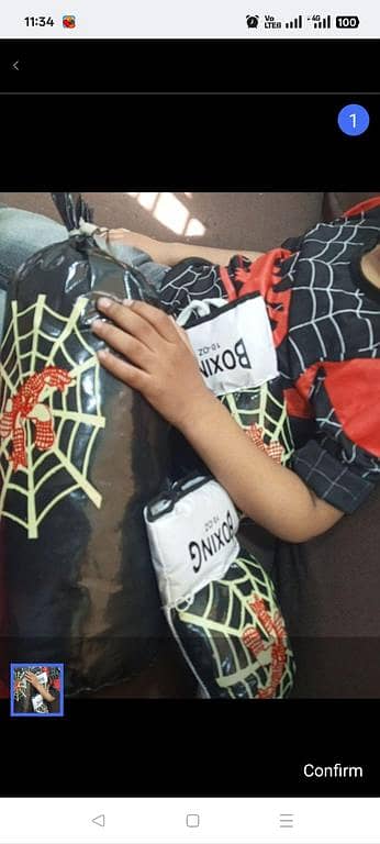 Boxing gloves & bag for kids multi color and different characters printing