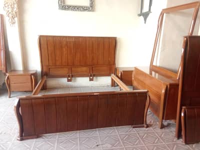 Wooden Double Bed Set