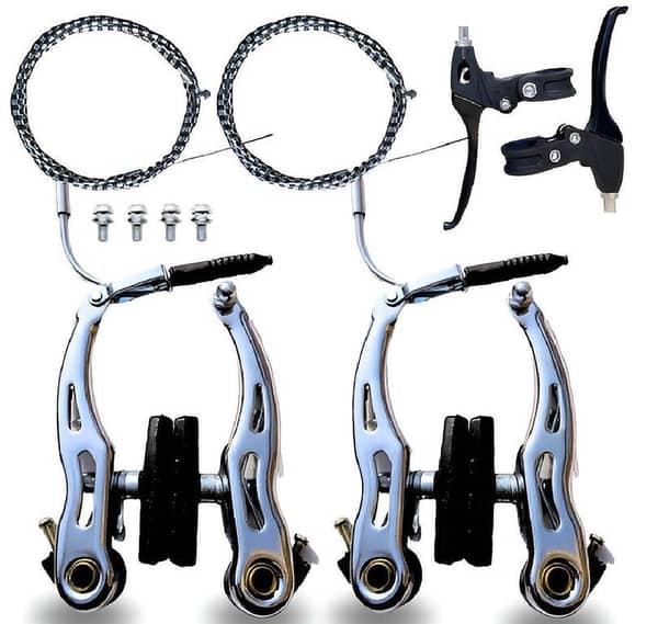 Mountain Bike Linear V-Brake Set (Front and Rear) with Cables and Levers – Universal Brake Replacement