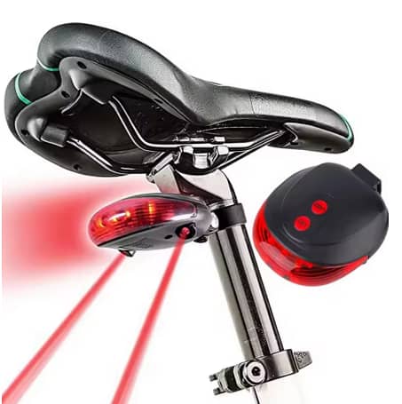 Beam Bike Logo Waterproof Rear Bicycle Tail Light with 2 Laser + 5 LED Red Lamp, 4 Flashing Modes