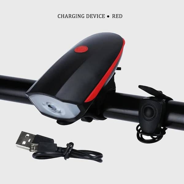 Bicycle Front Light with 2-in-1 Horn and USB Rechargeable Battery Headlight for MTB and City Cycling