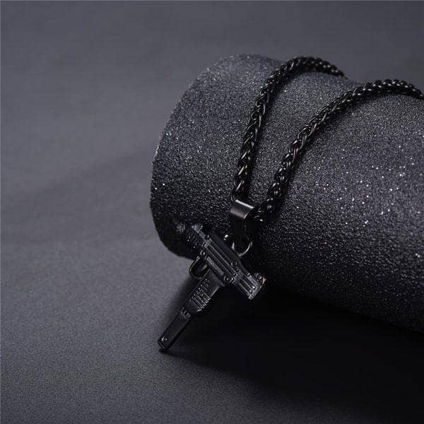 Men’s Stainless Steel Necklace with Uzi Gun Charm