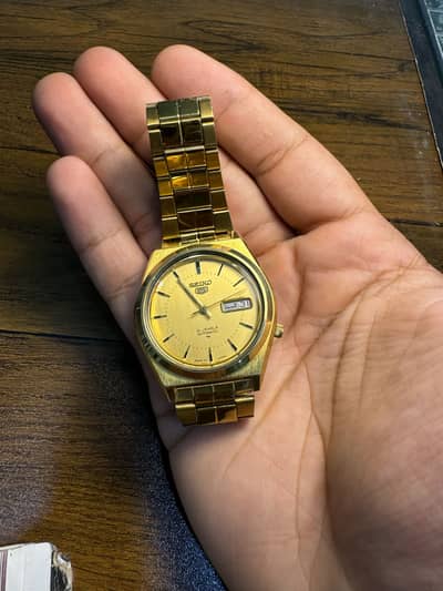 Seiko 5 vintage triple gold