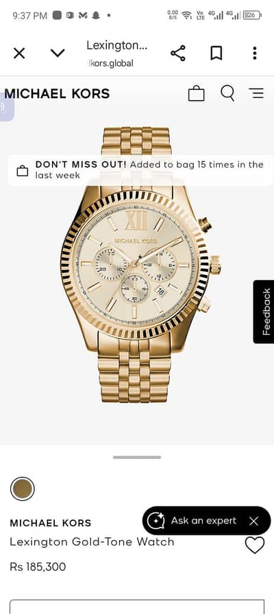 6 months used Michael kors Original Watch.