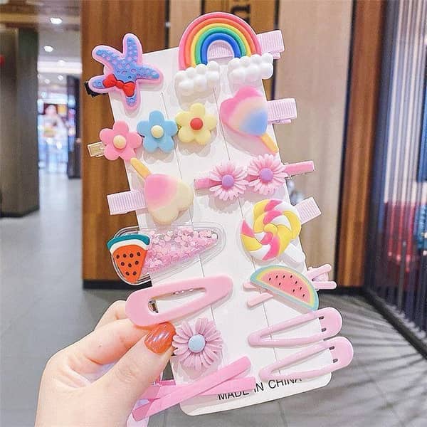 Multi Unicorn Ice Cream Hair Clips Set for Kids – Random Color