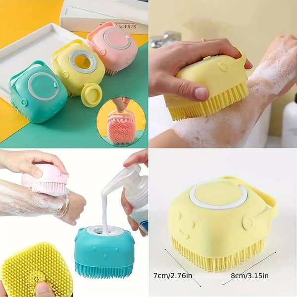 Silicone Bath Body Brush with Soap Dispenser – 2-in-1 Exfoliating Shower Sponge and Massager