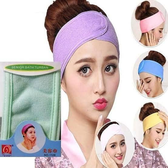 Headband Accessories for Bath, Makeup, and Hair: Adjustable Elastic Sweat-Absorbent Spa Towel Wrap