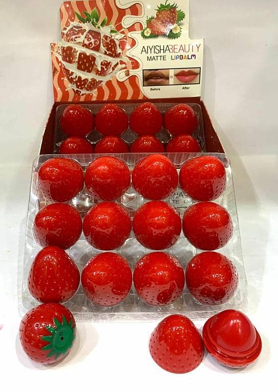 Strawberry Lip Balm Pack of 6 – Moisturizing, Long-Lasting, Non-Sticky