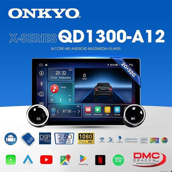 Onkyo Diamond X-QD1300-A12 Android Car Stereo | Apple CarPlay & Android Auto