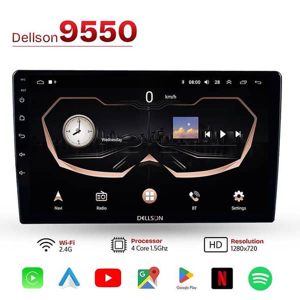 Dellson 9550 Android Car Stereo | 2GB + 32GB | Apple CarPlay & Android Auto