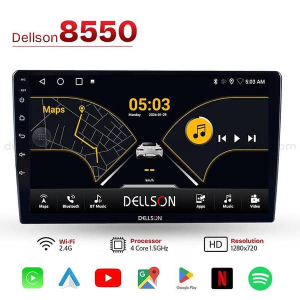 Dellson 8550 Android Car LCD Panel & Apple CarPlay 2GB+32GB Fits in all cars