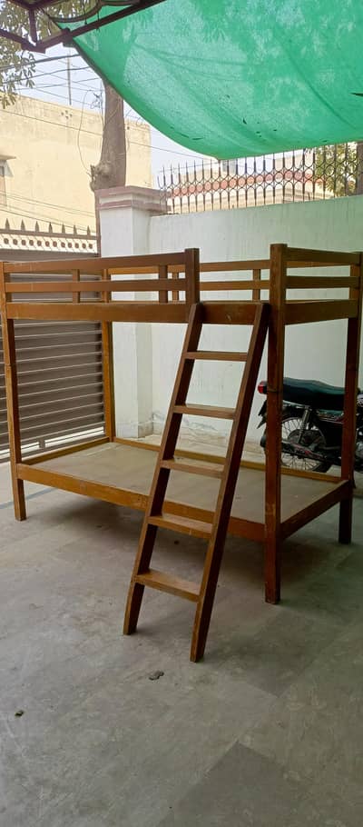 Solid Wooden Bunk Bed for Sale (With Ladder)