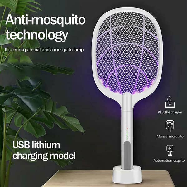 Thinkerz Rechargeable Mosquito Zapper Racket with UV Light Stand