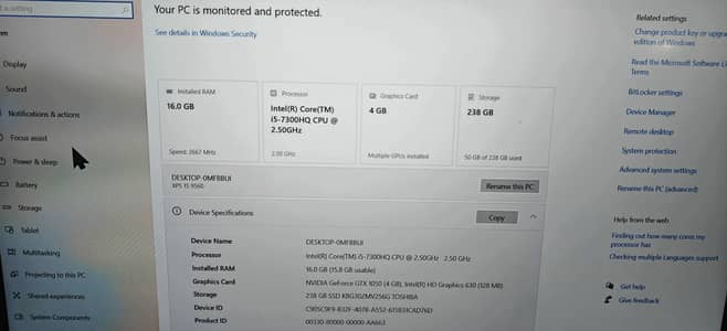 Dell XPS 15 slim workstation Specs: