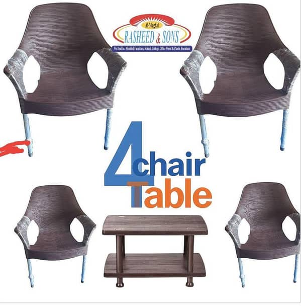 Plastic Chair / Wavy Style Plastic Chair Set (Chair and Table)