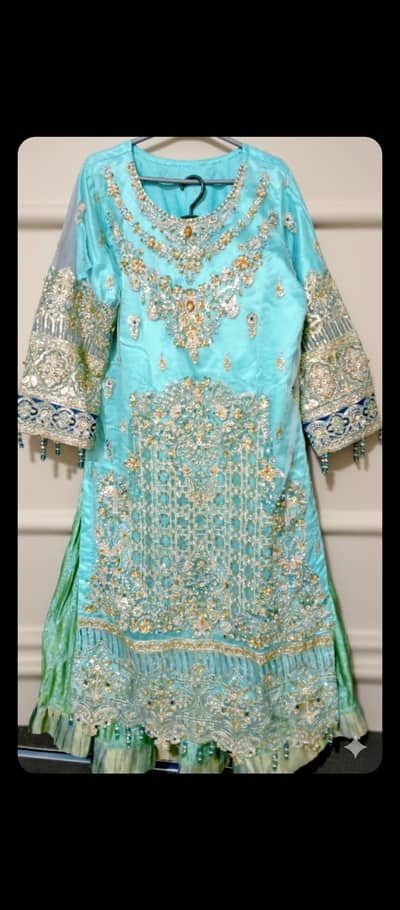party Dress Full Embroidered  with heavy Doppata
