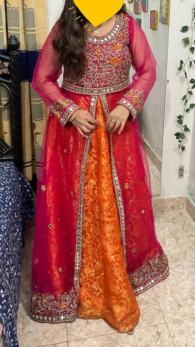 selling long open frock with a banarsi sharara