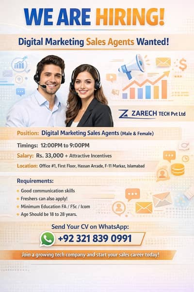 Day Time Call Center Job Available For Male & Female in Islamabad