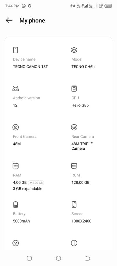 tecno 18t 4 128 full box