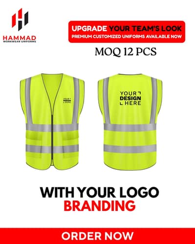 Safety Jacket with Reflective Strips | Customized Logo | MOQ 12