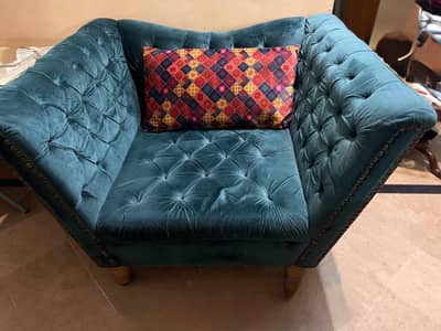 branded velvet sofa sightly used