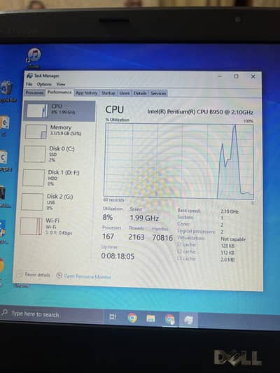 Dell Pentium Laptop 6 GB Ram SSD installed