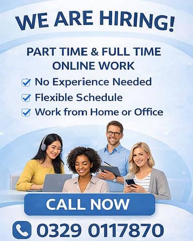 full time part time office and online work available