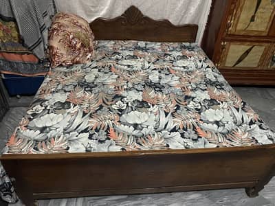 Solid Wood Double Bed with Mattress
