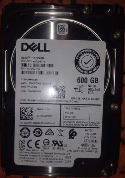 Seagate Dell Exos 10E2400 ST600MM0069 SAS HDD 600 GB 2.5 Inch 12 Gb/s