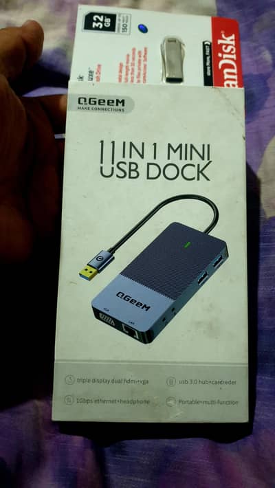 QGEEM 11 in 1 USB DOCK \ SCANDISK Ultra Luxe 32GB USB