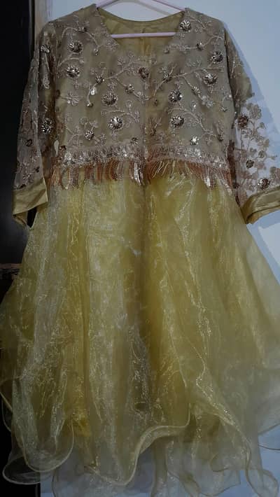 Silk short frock with trousers and duppata