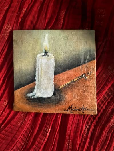 candle painting mini canvas painting