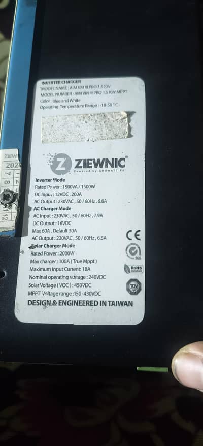 ziewnic invtler 1500 wat good condition chl rha hy