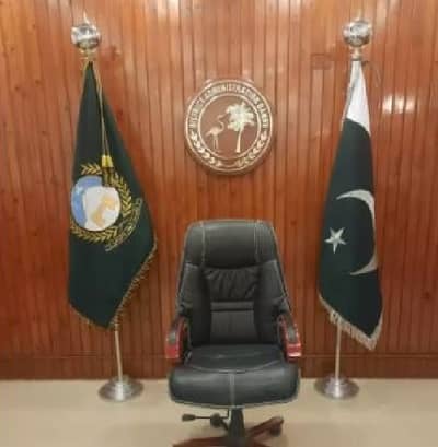 Pakistan Flag + KPK Flag Set with Golden Pole Stand | Lahore Supply