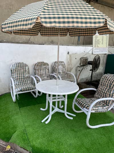 Garden chairs with umbrella UPVC chairs