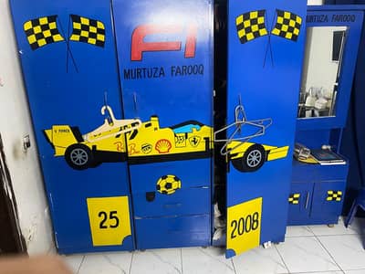 Royal Blue Kid Bed Cuboard and dressing