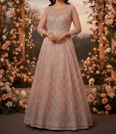 Maria-b Style Tea Pink Heavy Embroidered Maxi