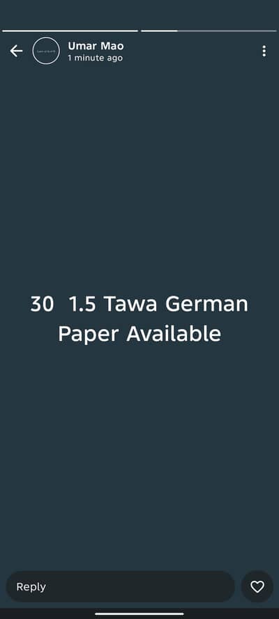 1.5 Tawa Available German paper
