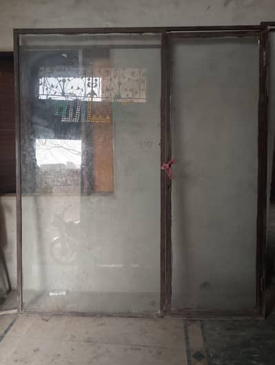 Glass Partition with Iron/Aluminum Frame - Good Condition