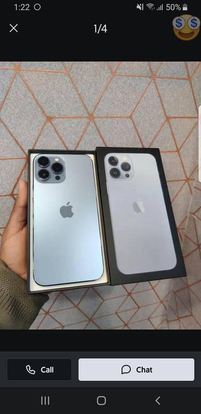 iphone 13 pro max 128gb with box total geniun 74 battery gud time