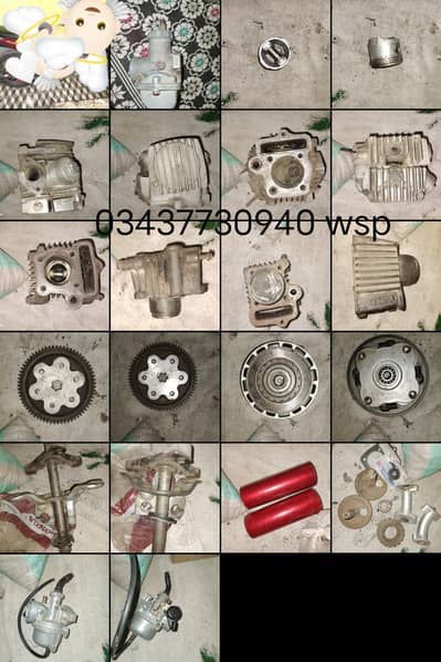 cylinder 70cc, Piston, head , carburetor, garari , eynak, available h