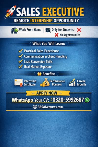  SALES EXECUTIVE – REMOTE INTERNSHIP-Limited Seats.