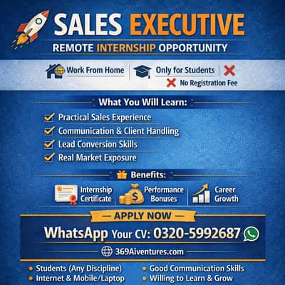 SALES EXECUTIVE – REMOTE INTERNSHIP- Limited Seats