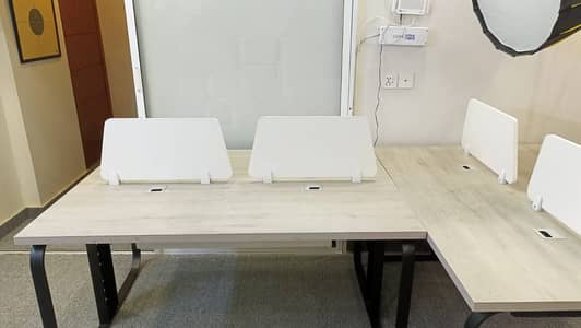 Office Computer Workstation 4 Person & Built-In P. Sockets & Wire Box