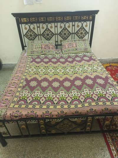 iron bed like new with new mattress self made bed