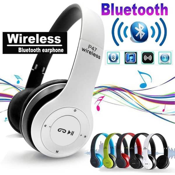 PACK OF 2 PCS DEAL OFFER ORIGINAL IMPORTED P47 Wireless Bluetooth Head Phones Foldable, Super Bass & Multi-Color Freedom HEADPHONE