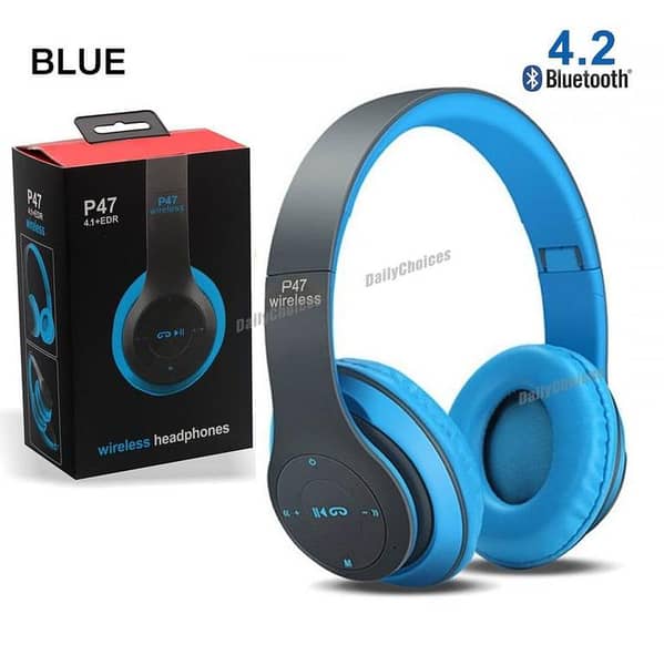 ORIGINAL IMPORTED P47 Wireless Bluetooth Head Phones Foldable, Super Bass & Multi-Color Freedom HEADPHONE