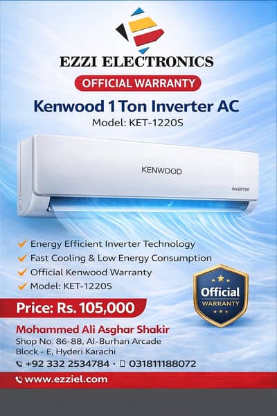 Kenwood 1 Ton Inverter AC | Official Warranty | Energy Efficient