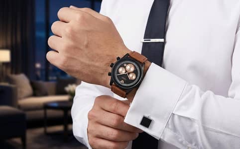 Premium TOMI Executive Box Set (Watch + Cufflinks + Tie Clip)