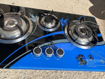 Three Burner Blue Gas Cooker with Automatic Ignition"